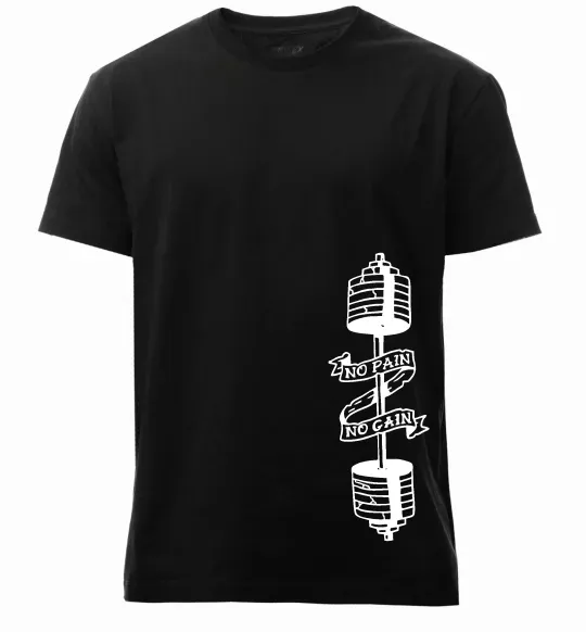Мужская премиум футболка No pain, no gain Штанга Черный фото