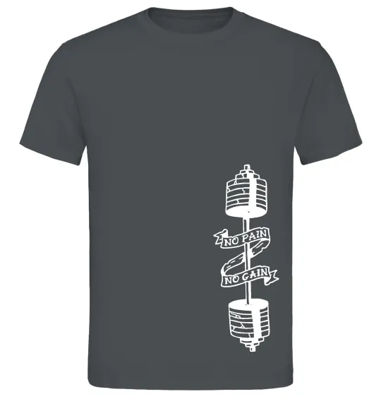 Чоловіча футболка No pain, no gain Штанга Графіт фото