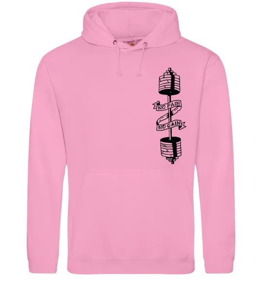 Мужская толстовка (худи) No pain, no gain Штанга Розовый фото