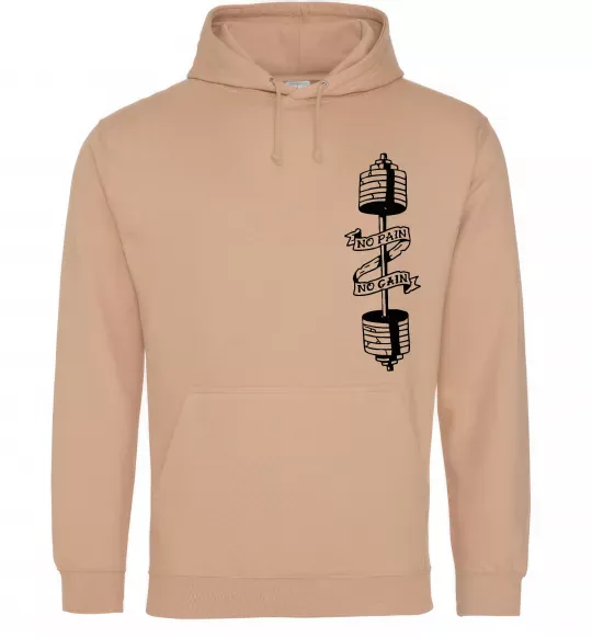 Чоловіча толстовка (худі) No pain, no gain Штанга Пісочний фото