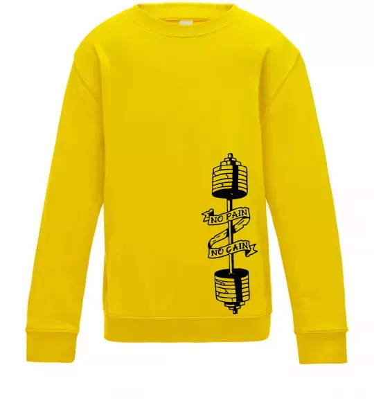 Дитячий світшот No pain, no gain Штанга Сонячно жовтий фото