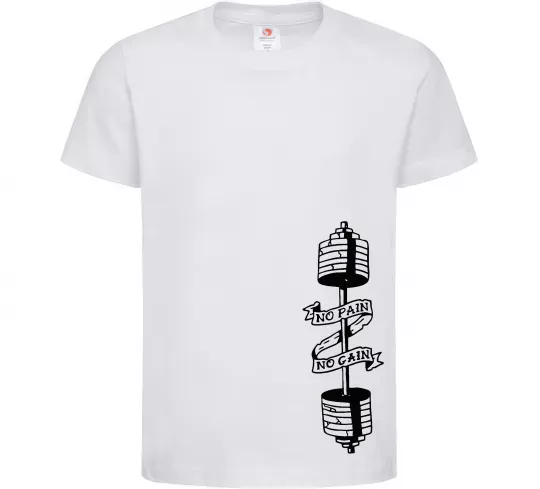 Дитяча футболка No pain, no gain Штанга Білий фото
