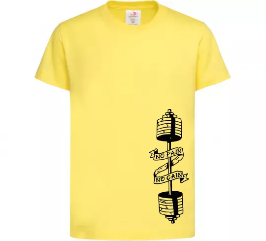Дитяча футболка No pain, no gain Штанга Лимонний фото