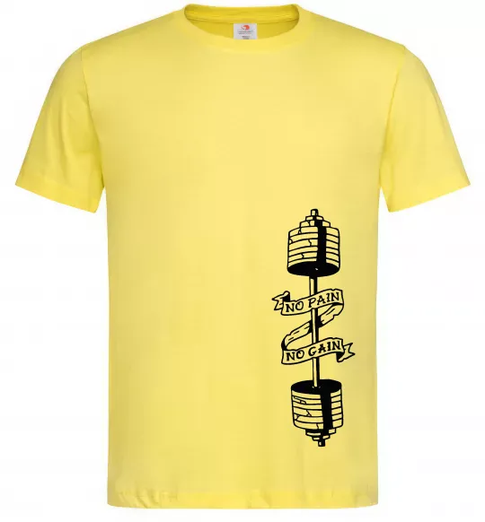 Чоловіча футболка No pain, no gain Штанга Лимонний фото