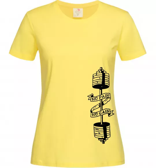 Жіноча футболка No pain, no gain Штанга Лимонний фото