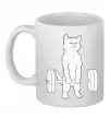 Чашка керамічна Кіт з штангою Білий фото