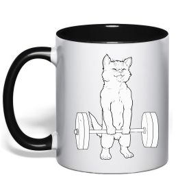 Чашка с цветной ручкой Кіт з штангою