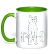 Чашка з кольоровою ручкою Кіт з штангою Лаймовий фото