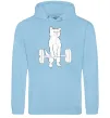 Мужская толстовка (худи) Кіт з штангою Голубой фото