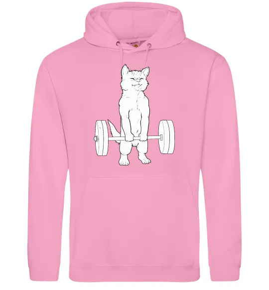 Женская толстовка (худи) Кіт з штангою Розовый фото