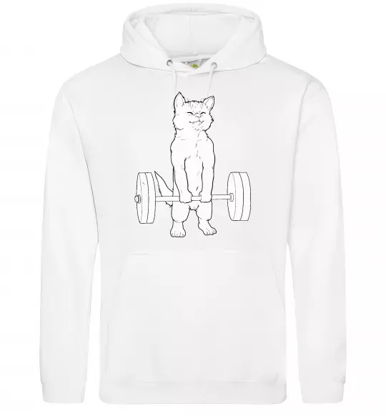 Жіноча толстовка (худі) Кіт з штангою Білий фото