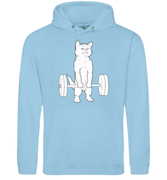 Женская толстовка (худи) Кіт з штангою Голубой фото