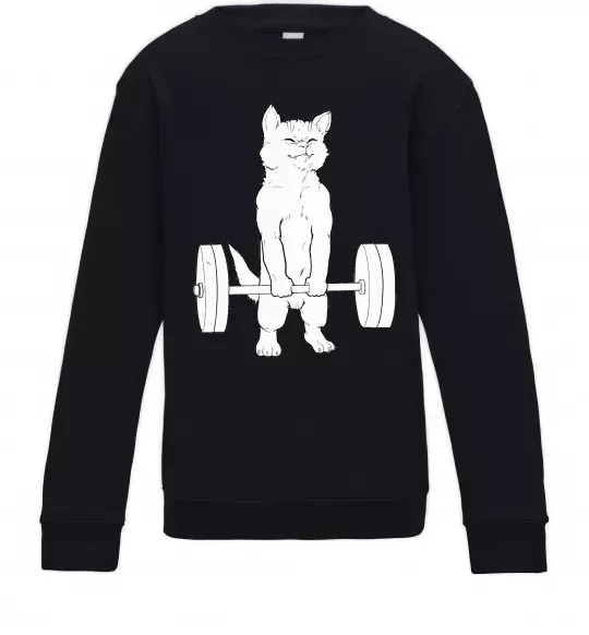 Дитячий світшот Кіт з штангою Чорний фото