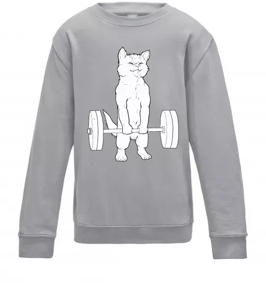 Дитячий світшот Кіт з штангою Сірий меланж фото