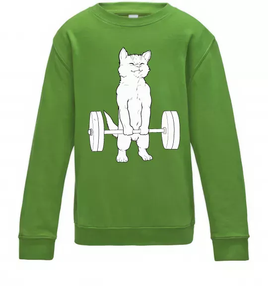 Дитячий світшот Кіт з штангою Лаймовий фото