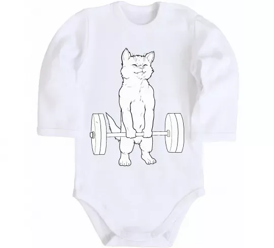 Детский боди Кіт з штангою Белый фото