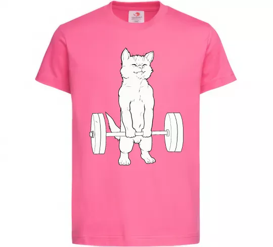 Детская футболка Кіт з штангою Ярко-розовый фото