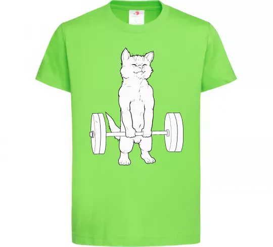 Детская футболка Кіт з штангою Лаймовый фото