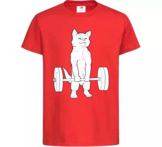 Детская футболка Кіт з штангою Красный фото