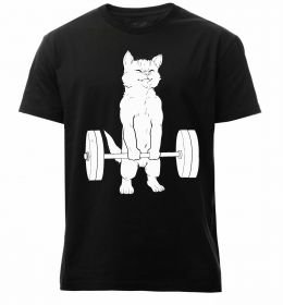 Мужская премиум футболка Кіт з штангою