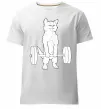 Мужская премиум футболка Кіт з штангою Белый фото