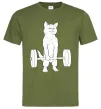 Чоловіча футболка Кіт з штангою Оливковий фото