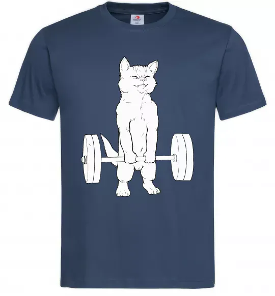 Чоловіча футболка Кіт з штангою Темно-синій фото