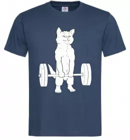Чоловіча футболка Кіт з штангою Темно-синій фото