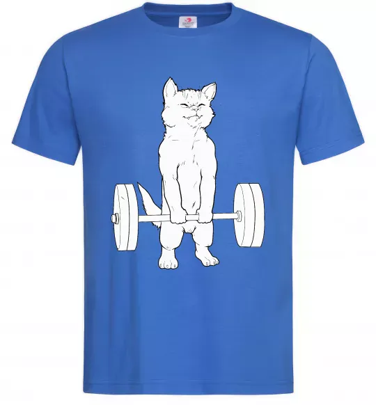 Чоловіча футболка Кіт з штангою Яскраво-синій фото