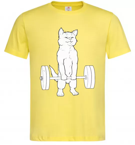 Чоловіча футболка Кіт з штангою Лимонний фото