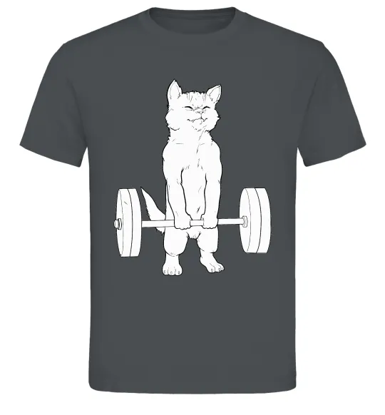 Чоловіча футболка Кіт з штангою Графіт фото
