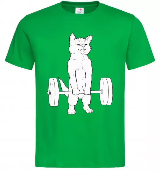 Чоловіча футболка Кіт з штангою Зелений фото