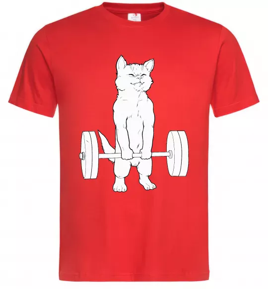 Чоловіча футболка Кіт з штангою Червоний фото