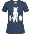Жіноча футболка Кіт з штангою Темно-синій фото