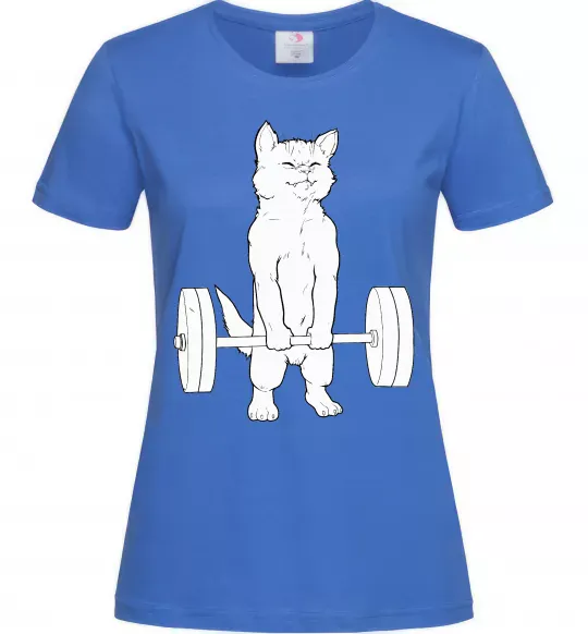Жіноча футболка Кіт з штангою Яскраво-синій фото
