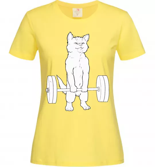 Жіноча футболка Кіт з штангою Лимонний фото