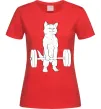 Жіноча футболка Кіт з штангою Червоний фото
