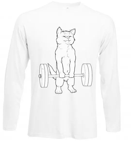 Лонгслив Кіт з штангою Белый фото