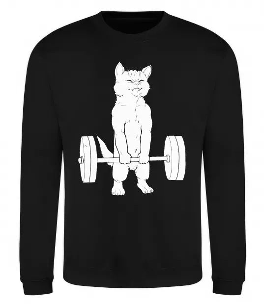 Світшот Кіт з штангою Чорний фото