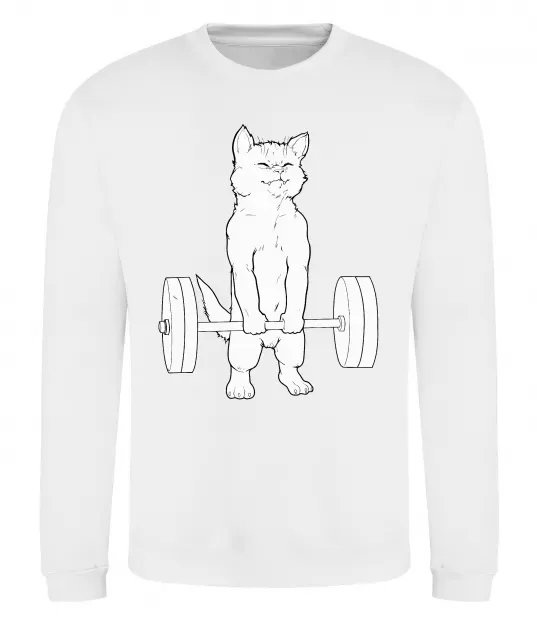 Світшот Кіт з штангою Білий фото