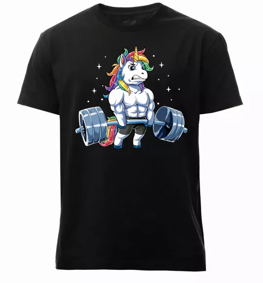 Мужская премиум футболка Єдиноріг з штангою Черный фото