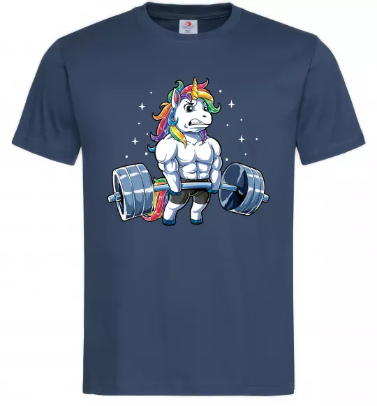 Чоловіча футболка Єдиноріг з штангою Темно-синій фото