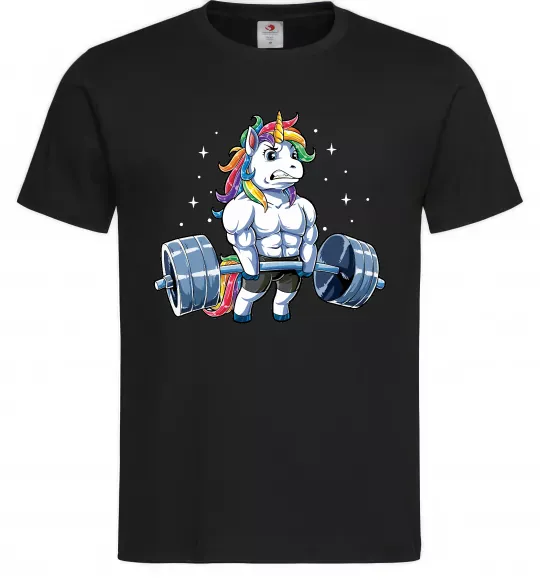 Чоловіча футболка Єдиноріг з штангою Чорний фото