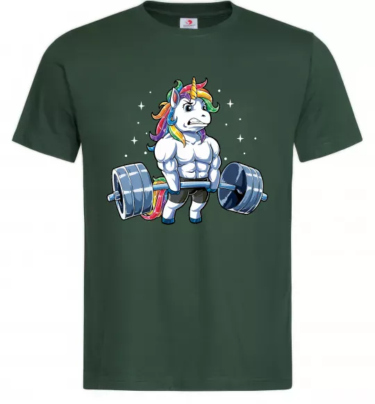 Чоловіча футболка Єдиноріг з штангою Темно-зелений фото