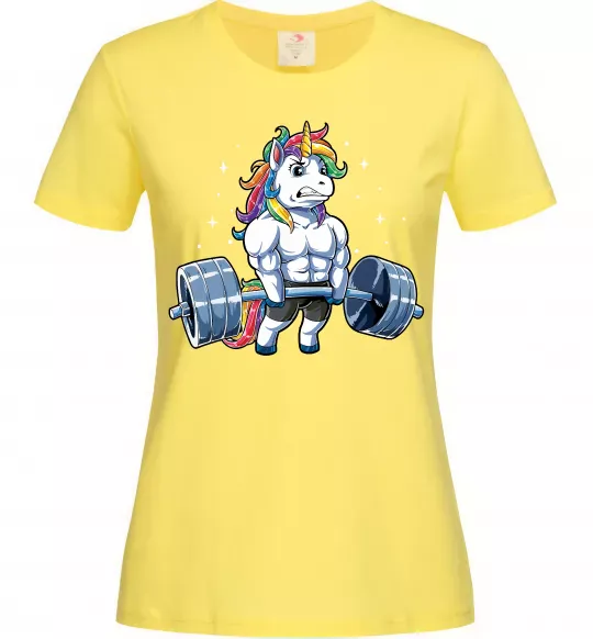 Жіноча футболка Єдиноріг з штангою Лимонний фото