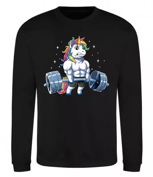 Свитшот Єдиноріг з штангою Черный фото