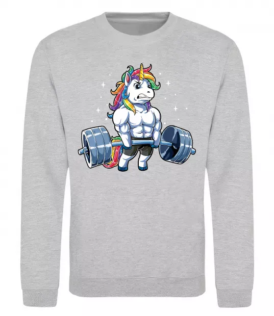 Свитшот Єдиноріг з штангою Серый меланж фото