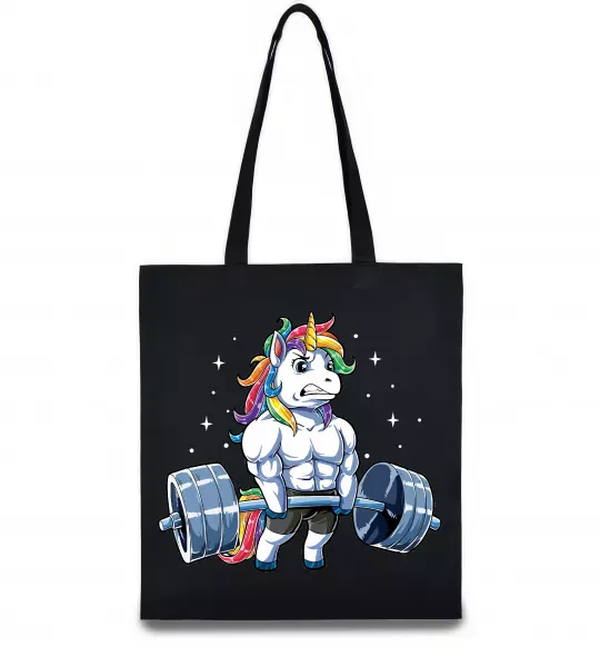 Еко-сумка Єдиноріг з штангою Чорний фото