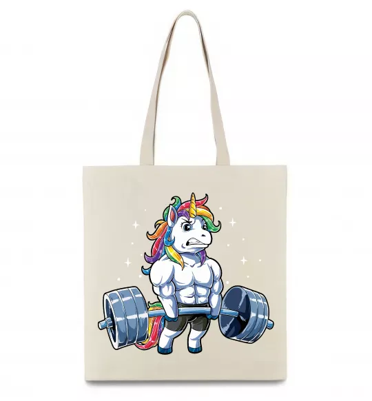 Еко-сумка Єдиноріг з штангою Бежевий фото
