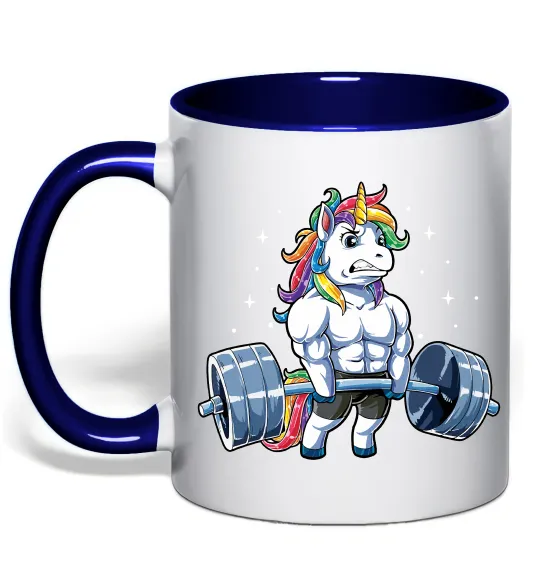 Чашка з кольоровою ручкою Єдиноріг з штангою Глибокий темно-синій фото